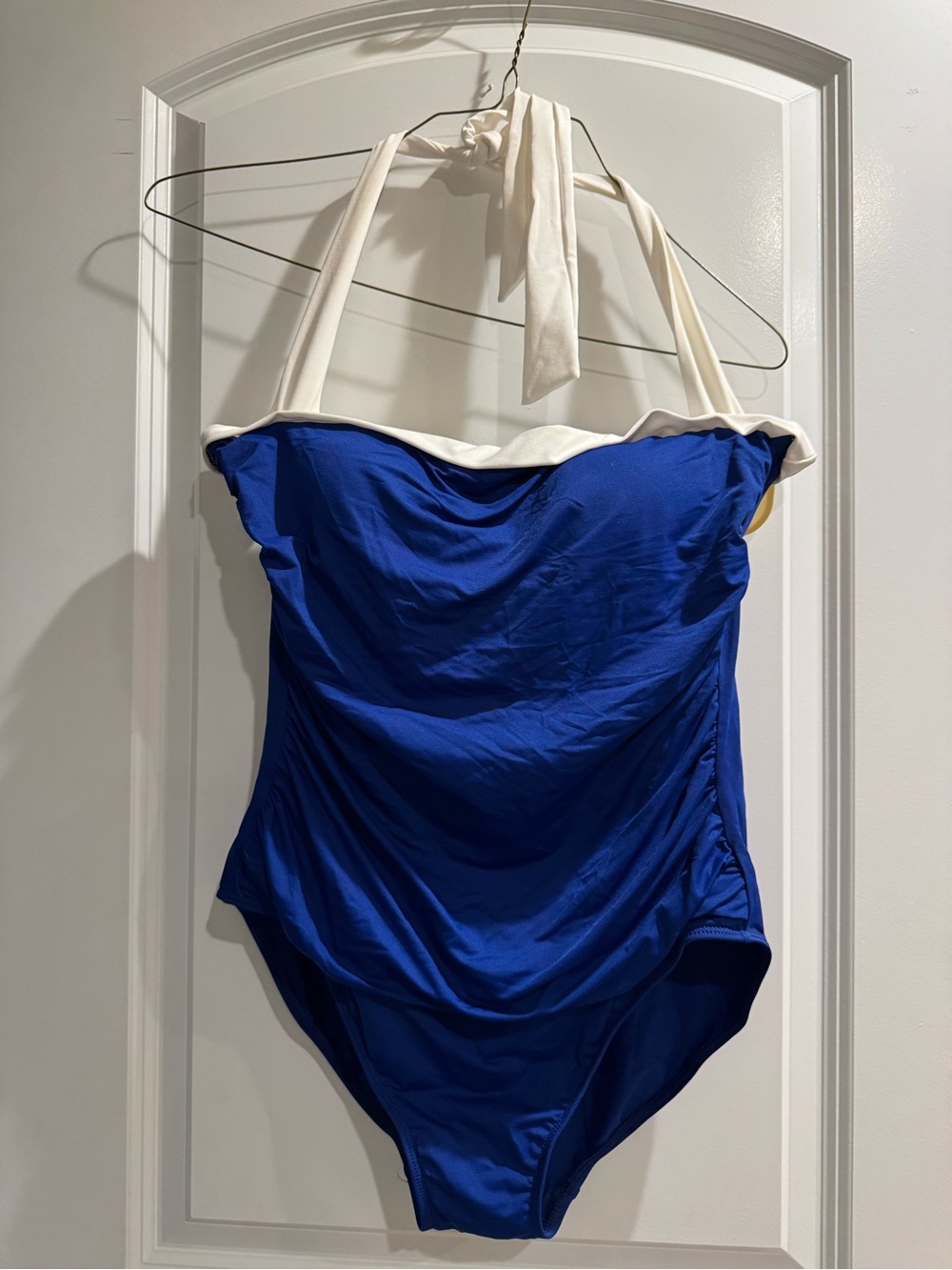 Ralph Lauren Royal Blue One-Piece Swimsuit with White Halter